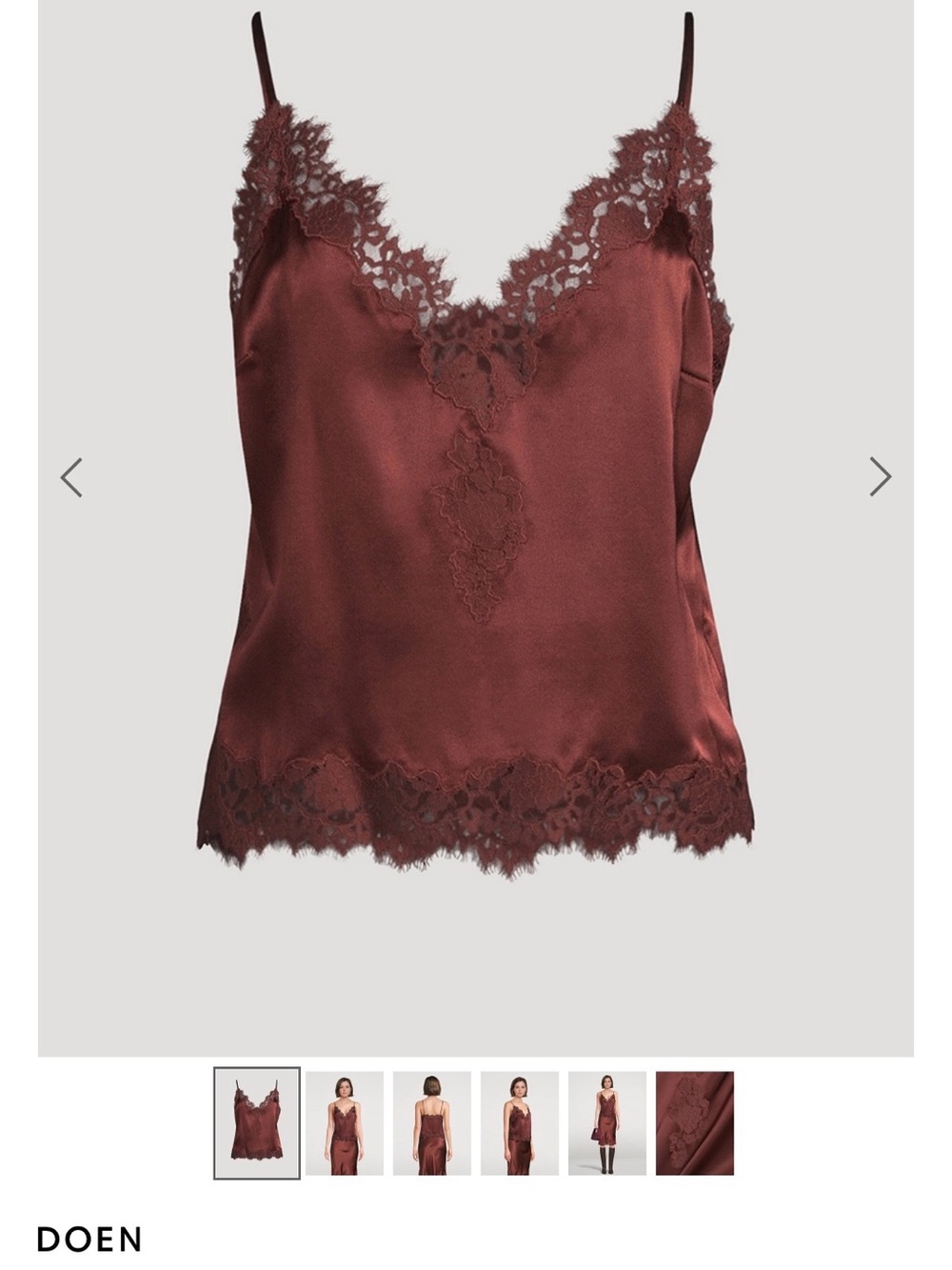 Dôen Lace Trim Silk Cami BNWT - Picture 2 of 7